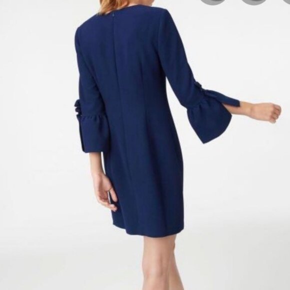 Club Monaco Archibelle Shift Dress Navy Blue Crepe 3/4 Length Sleeve Size 00 - Picture 16 of 16